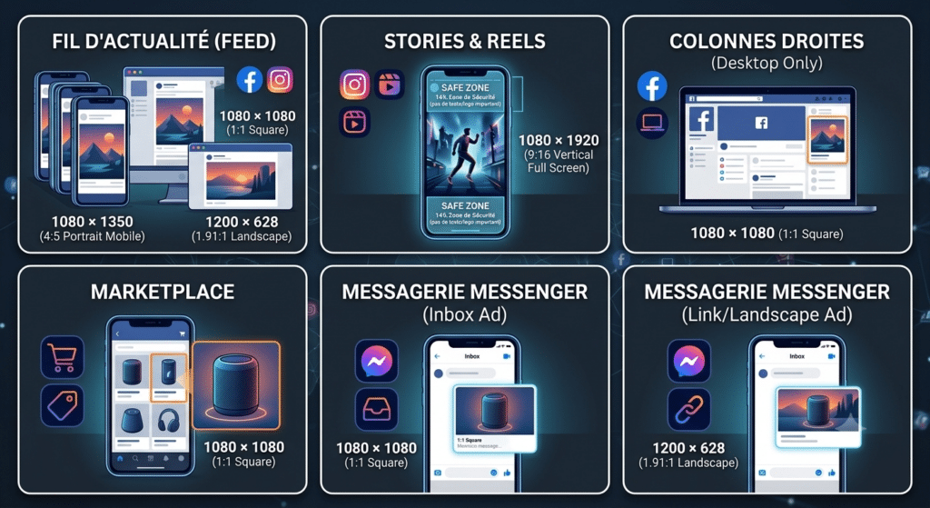 Guide des emplacements publicitaires par plateforme Meta