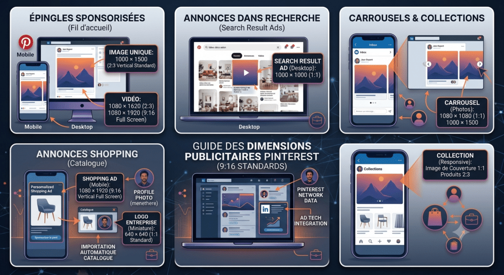 Guide des emplacements publicitaires par plateforme Pinterest