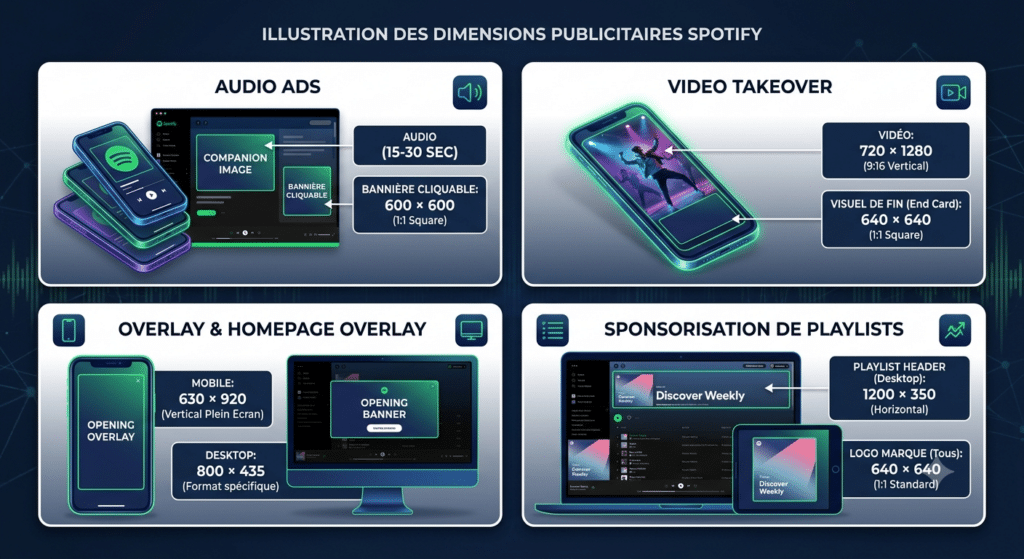 Guide des emplacements publicitaires par plateforme Spotify
